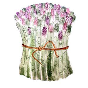 Majolica Asparagus Trivet Hand Painted Ceramic Italy Ceramiche Leonardo Art